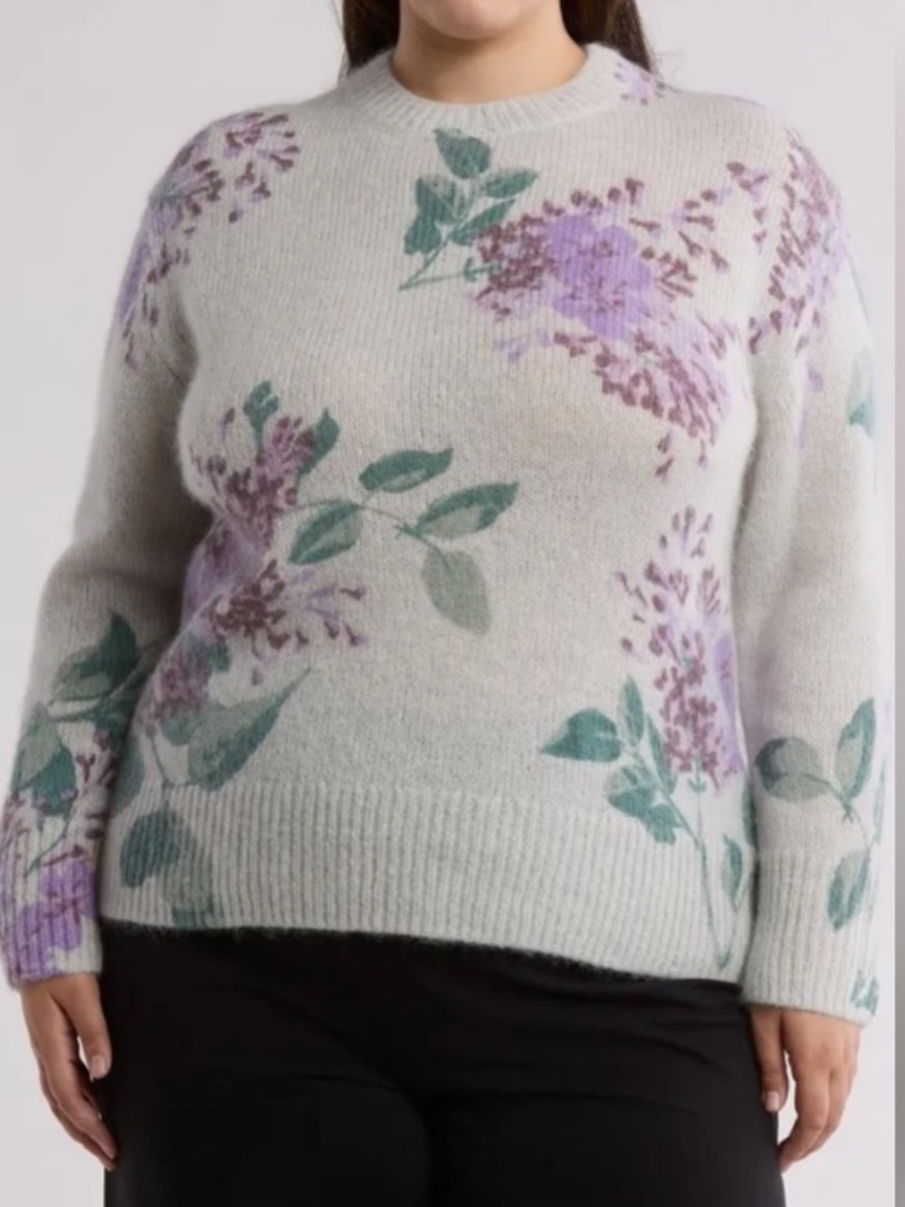 $595 MSRP Vince Floral Crew Neck Sweater Lilacs BEAUTIFUL 1X NWT